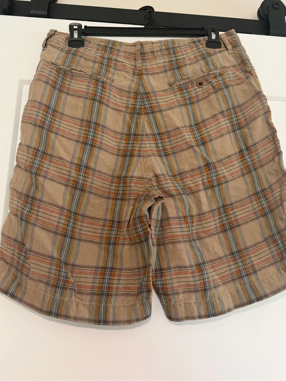 J.Crew Men’s Plaid Chino Shorts Size 35W Tan Multicolor Casual Cotton